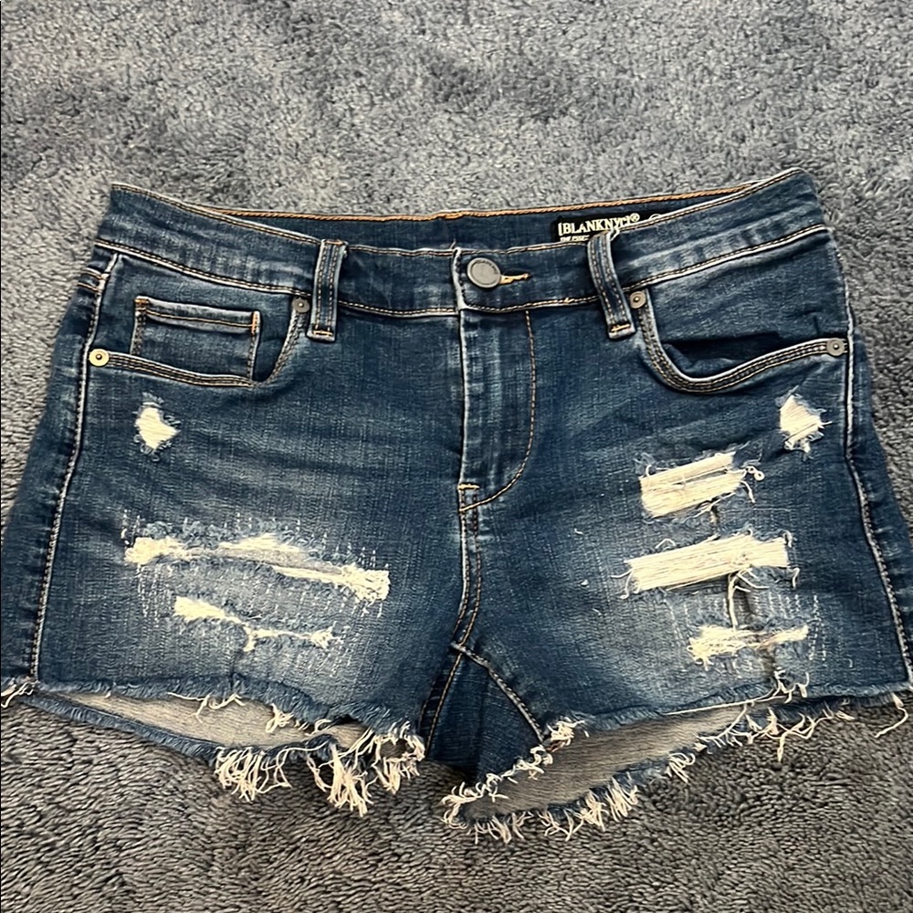 Blank NYC Blue Distressed Jean Shorts